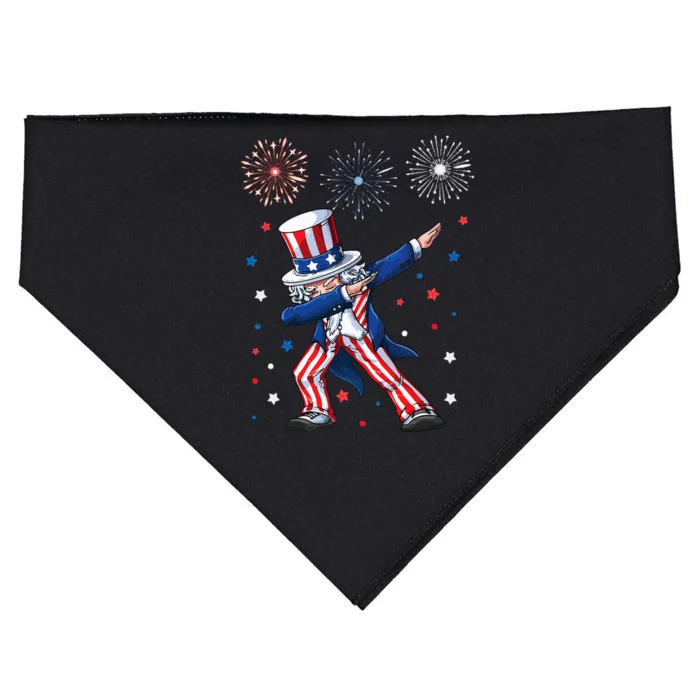 Dabbing Uncle Sam Fireworks 4th of July Funny Dab Dance USA-Made Doggie Bandana