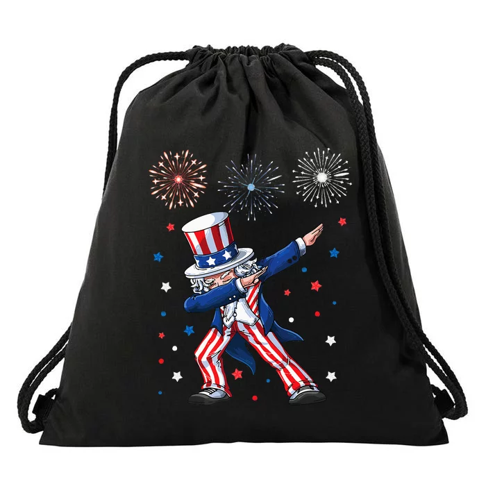 Dabbing Uncle Sam Fireworks 4th of July Funny Dab Dance Drawstring Bag