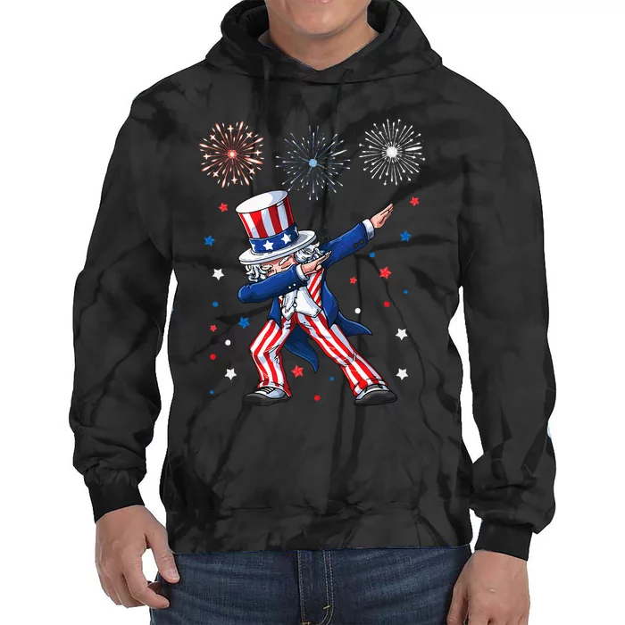 Dabbing Uncle Sam Fireworks 4th of July Funny Dab Dance Tie Dye Hoodie