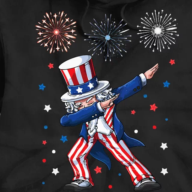 Dabbing Uncle Sam Fireworks 4th of July Funny Dab Dance Tie Dye Hoodie