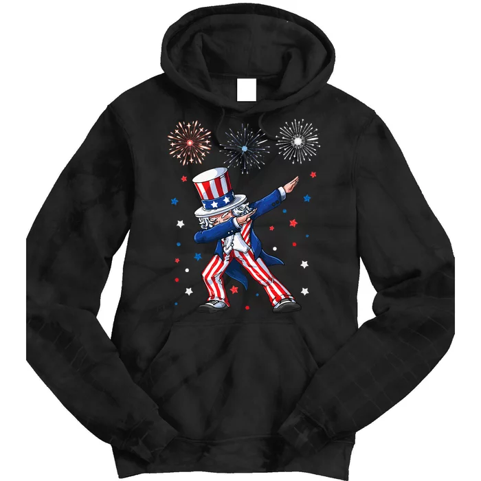 Dabbing Uncle Sam Fireworks 4th of July Funny Dab Dance Tie Dye Hoodie