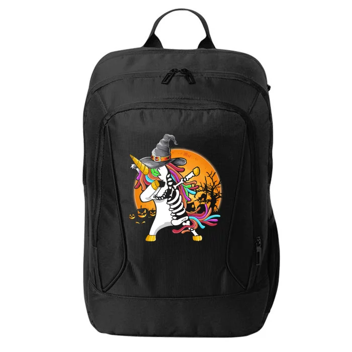 Dabbing Unicorn Skeleton Gift Halloween Dab Funny Meaningful Gift City Backpack