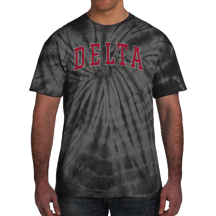 Delta Utah Souvenir College Style Red Text Tie-Dye T-Shirt