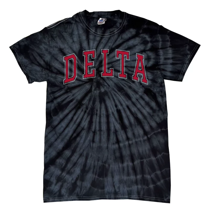 Delta Utah Souvenir College Style Red Text Tie-Dye T-Shirt