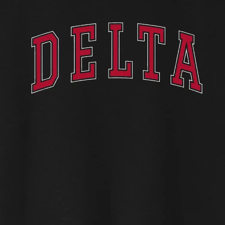 Delta Utah Souvenir College Style Red Text Women's Crop Top Tee