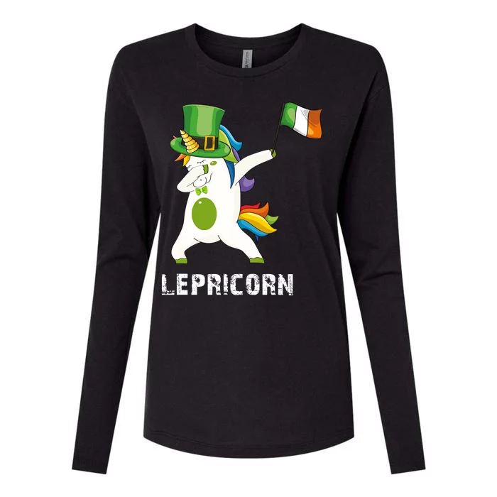 Dabbing Unicorn St Patricks Day Womens Cotton Relaxed Long Sleeve T-Shirt