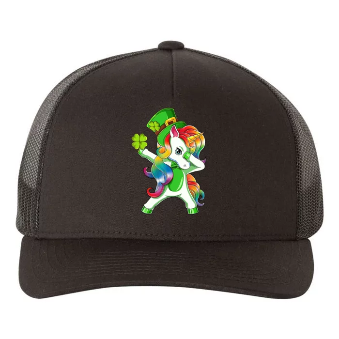 Dabbing Unicorn St Patricks Day Irish Shamrock Lepricorn Yupoong Adult 5-Panel Trucker Hat