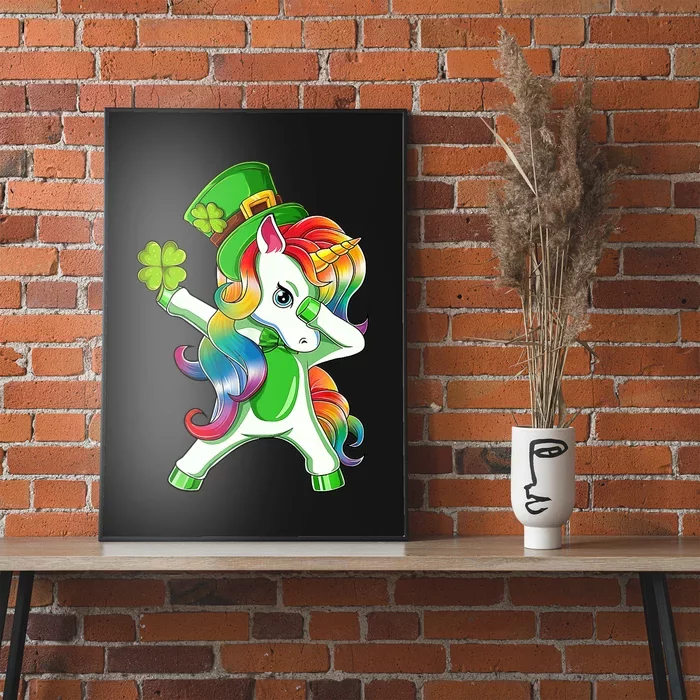 Dabbing Unicorn St Patricks Day Irish Shamrock Lepricorn Poster