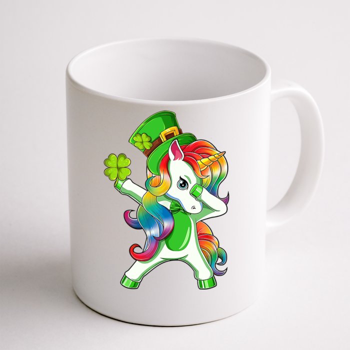 Dabbing Unicorn St Patricks Day Irish Shamrock Lepricorn Front & Back Coffee Mug