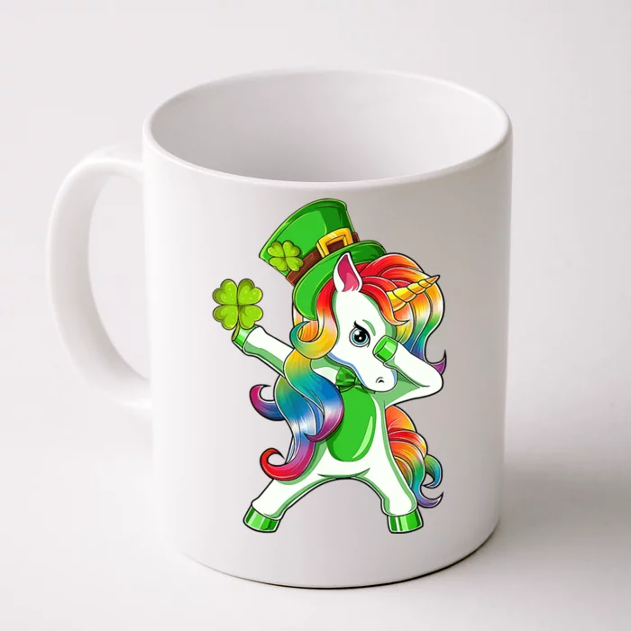 Dabbing Unicorn St Patricks Day Irish Shamrock Lepricorn Front & Back Coffee Mug