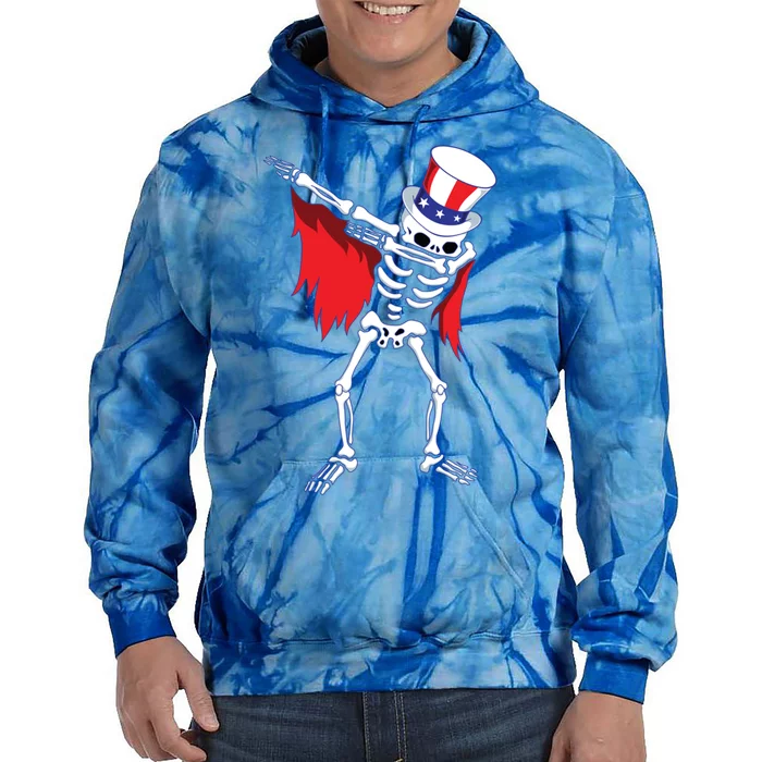 Dabbing Uncle Sam Skeleton Dab For Freedom 4th Of July Skull Meaningful Gift Tie Dye Hoodie