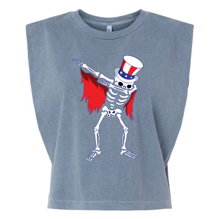 Dabbing Uncle Sam Skeleton Dab For Freedom 4th Of July Skull Meaningful Gift Garment-Dyed Women's Muscle Tee