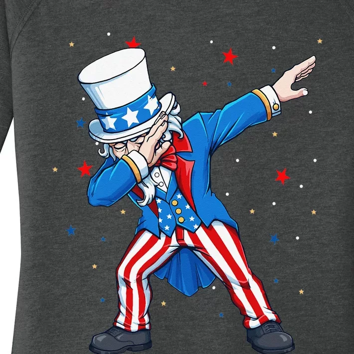 Dabbing Uncle Sam 4th of July Women's Perfect Tri Tunic Long Sleeve Shirt