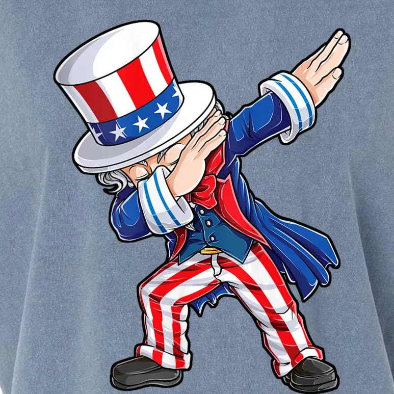 Dabbing Uncle Sam 4th Of July American Flag Garment-Dyed Women's Muscle Tee