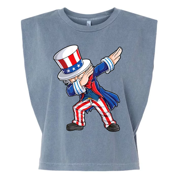 Dabbing Uncle Sam 4th Of July American Flag Garment-Dyed Women's Muscle Tee