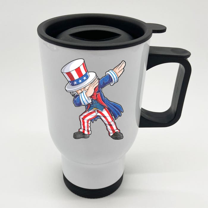 Dabbing Uncle Sam 4th Of July American Flag Front & Back Stainless Steel Travel Mug