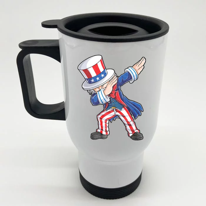 Dabbing Uncle Sam 4th Of July American Flag Front & Back Stainless Steel Travel Mug