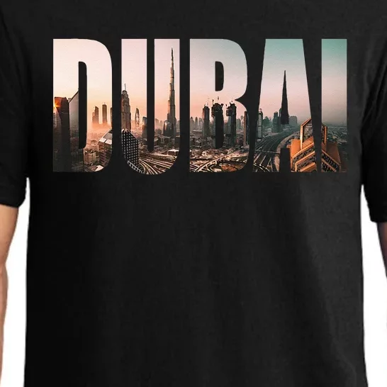 Dubai UAE Skyline Urban Photography Font Pajama Set