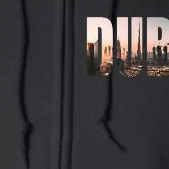 Dubai UAE Skyline Urban Photography Font Full Zip Hoodie