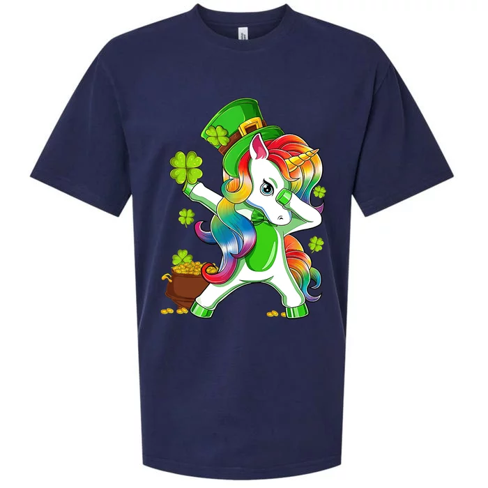 Dabbing Unicorn St Patricks Day Irish Shamrock Sueded Cloud Jersey T-Shirt