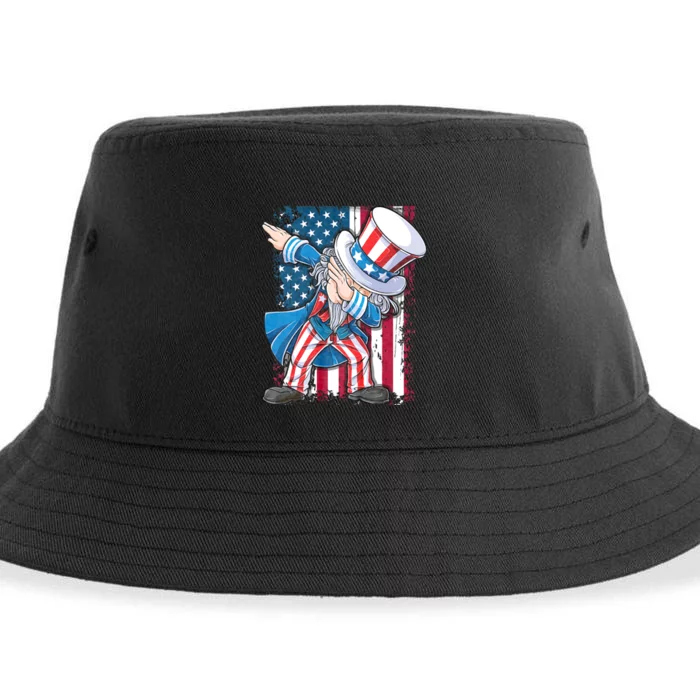 Dabbing Uncle Sam 4th Of July Usa Flag Sustainable Bucket Hat