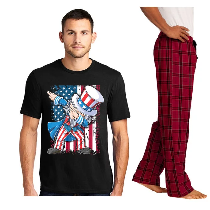 Dabbing Uncle Sam 4th Of July Usa Flag Pajama Set