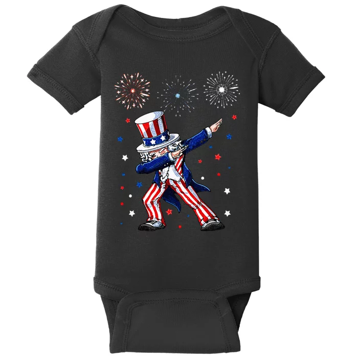 Dabbing Uncle Sam Fireworks 4th of July Funny Baby Bodysuit