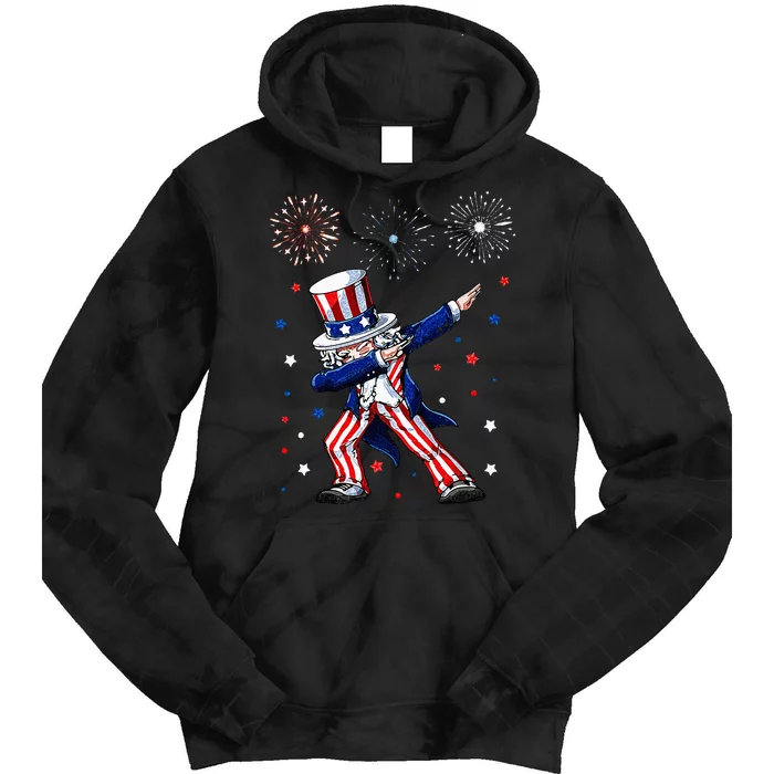 Dabbing Uncle Sam Fireworks 4th of July Funny Tie Dye Hoodie