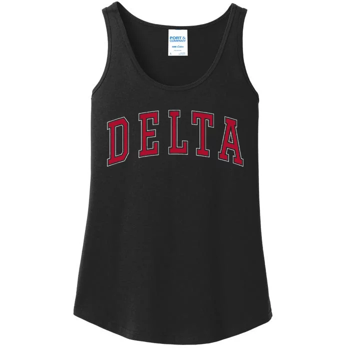 Delta Utah Souvenir College Style Red Text Ladies Essential Tank