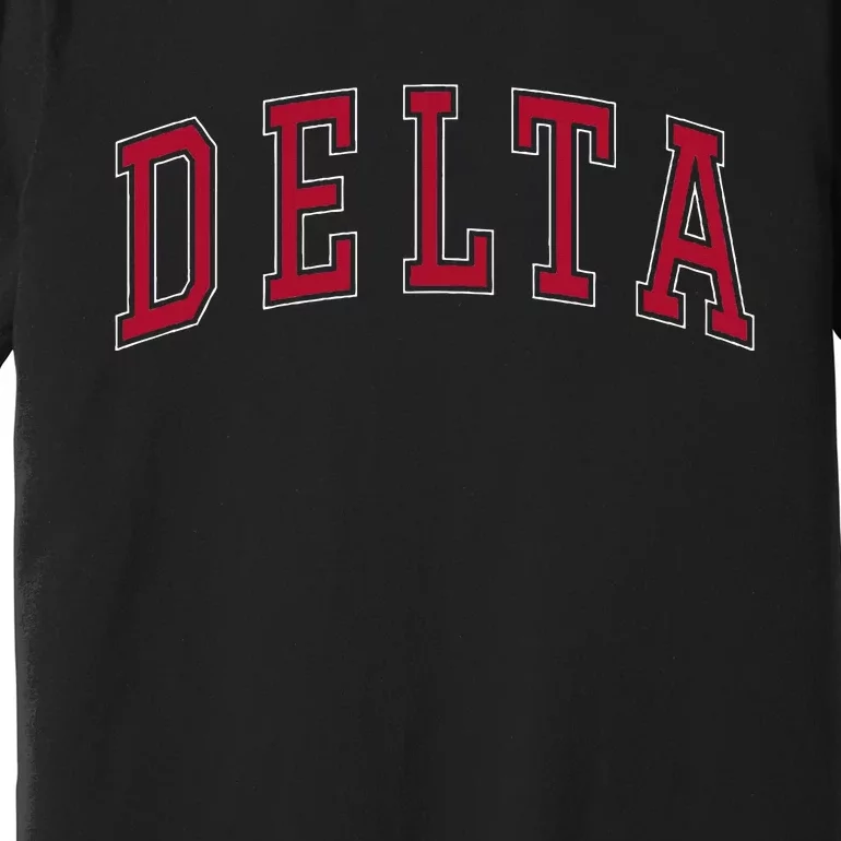 Delta Utah Souvenir College Style Red Text Premium T-Shirt