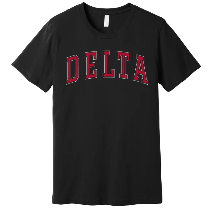 Delta Utah Souvenir College Style Red Text Premium T-Shirt