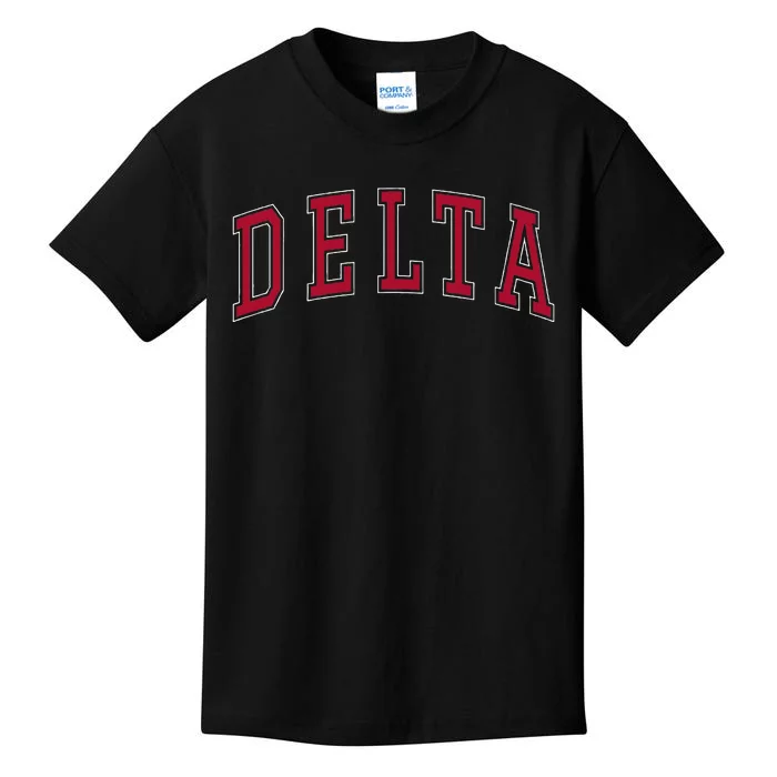 Delta Utah Souvenir College Style Red Text Kids T-Shirt