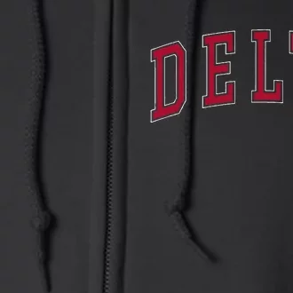 Delta Utah Souvenir College Style Red Text Full Zip Hoodie