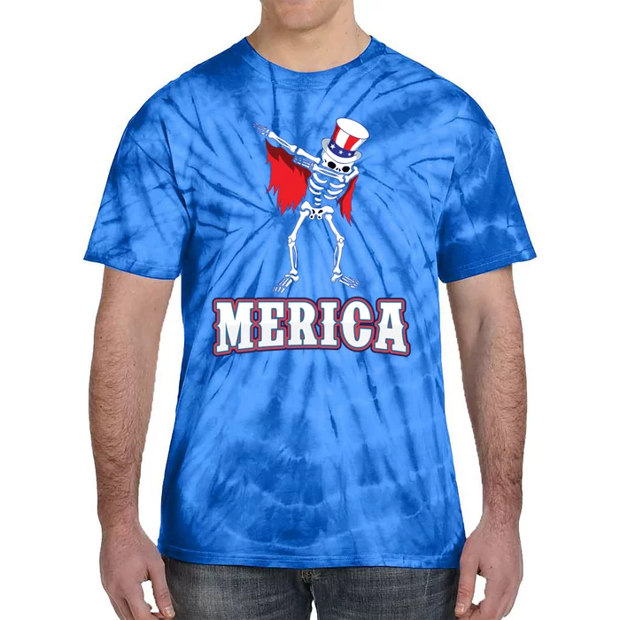 Dabbing Uncle Sam Skeleton Dab For Freedom 4th Of July Skull Great Gift Tie-Dye T-Shirt