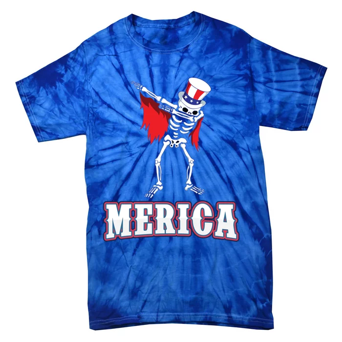 Dabbing Uncle Sam Skeleton Dab For Freedom 4th Of July Skull Great Gift Tie-Dye T-Shirt