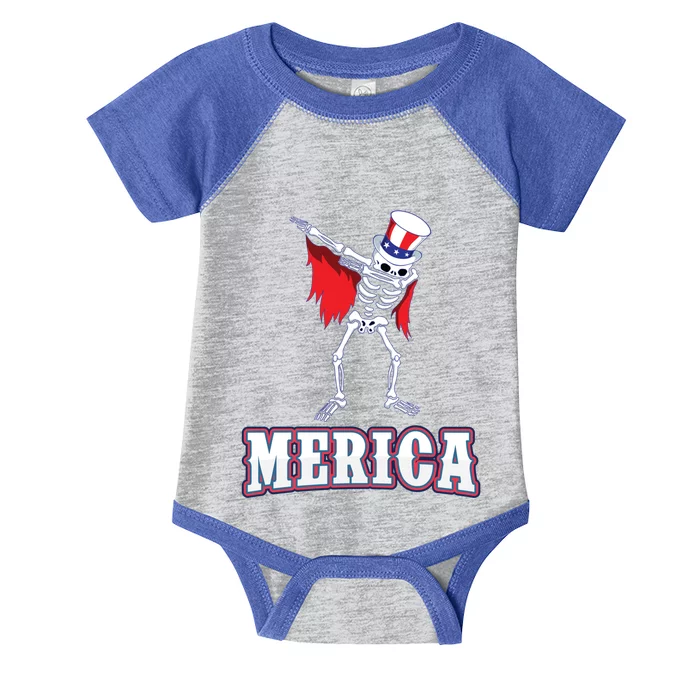 Dabbing Uncle Sam Skeleton Dab For Freedom 4th Of July Skull Great Gift Infant Baby Jersey Bodysuit