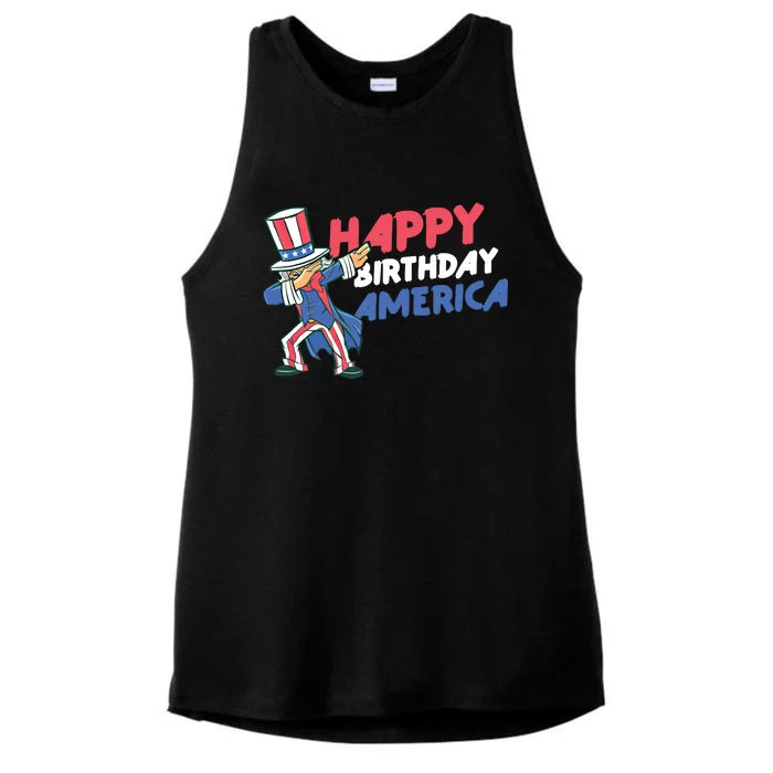 Dabbing Uncle Sam 4th Of July Happy Birthday America Gift Ladies Tri-Blend Wicking Tank