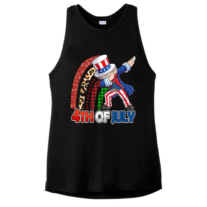 Dabbing Uncle Sam Rainbow 4th Of July Patriotic Gift Ladies Tri-Blend Wicking Tank