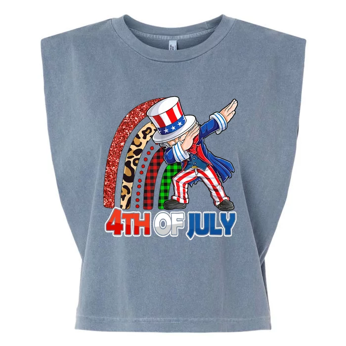 Dabbing Uncle Sam Rainbow 4th Of July Patriotic Gift Garment-Dyed Women's Muscle Tee