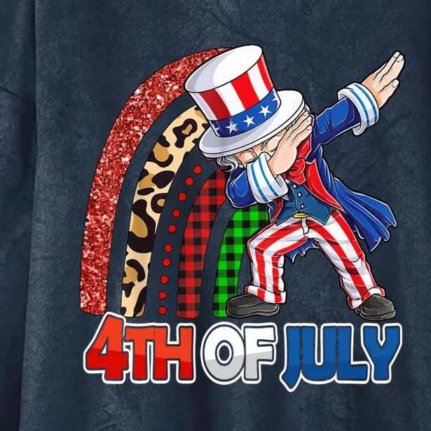 Dabbing Uncle Sam Rainbow 4th Of July Patriotic Gift Hooded Wearable Blanket