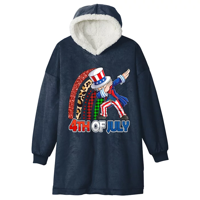 Dabbing Uncle Sam Rainbow 4th Of July Patriotic Gift Hooded Wearable Blanket