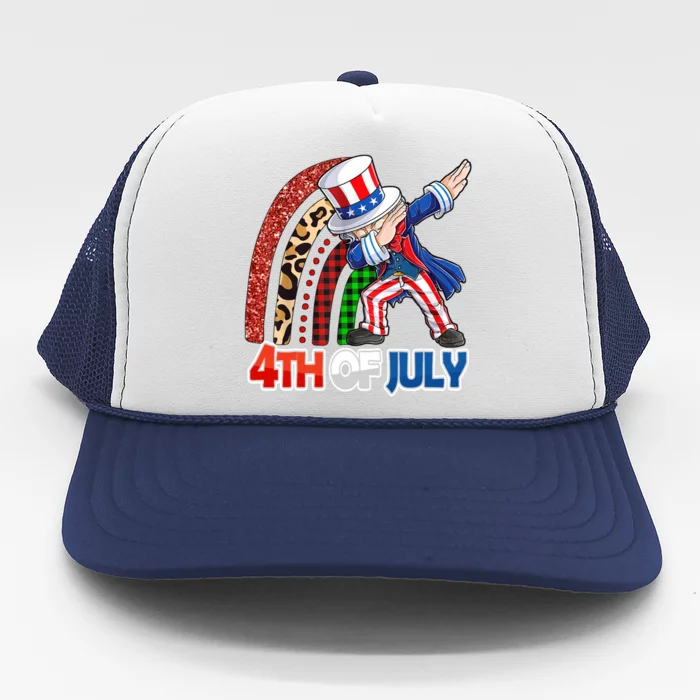 Dabbing Uncle Sam Rainbow 4th Of July Patriotic Gift Trucker Hat