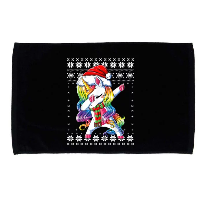 Dabbing Unicorn Santa Sweater Christmas Ugly Kids Girls Womens Microfiber Hand Towel