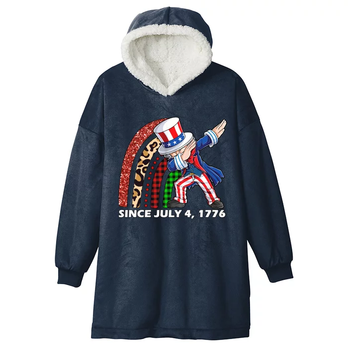 Dabbing Uncle Sam Rainbow 4th Of July Patriotic Gift Hooded Wearable Blanket