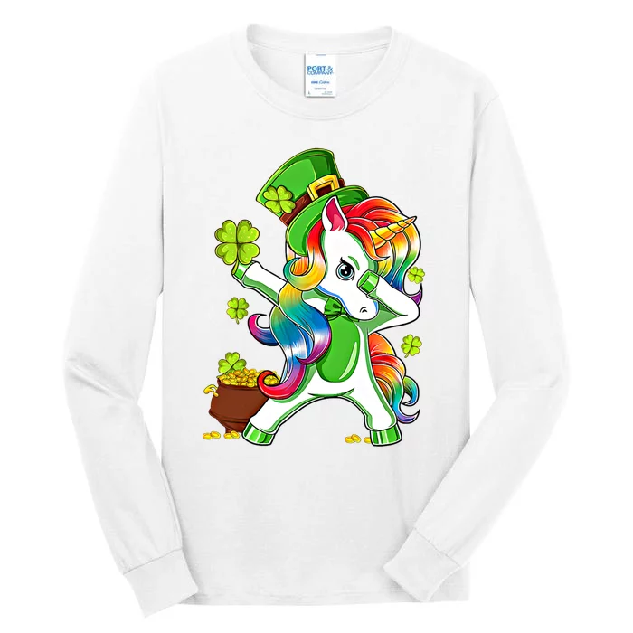 Dabbing Unicorn St Patricks Day Irish Shamrock Gift Tall Long Sleeve T-Shirt