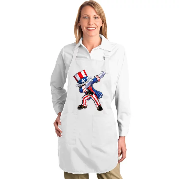 Dabbing Uncle Sam 4th of July Wo Funny Dab Dance Full-Length Apron With Pocket