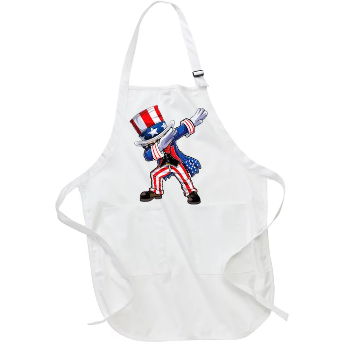 Dabbing Uncle Sam 4th of July Wo Funny Dab Dance Full-Length Apron With Pocket