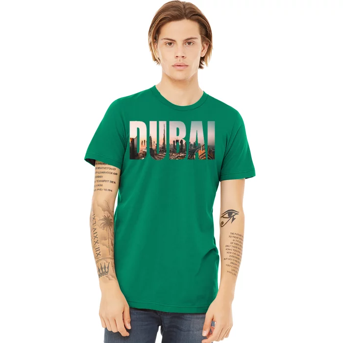 Dubai UAE Skyline Urban Photography Font Premium T-Shirt