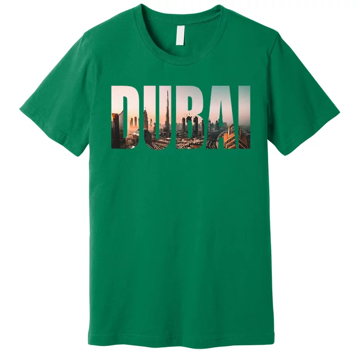 Dubai UAE Skyline Urban Photography Font Premium T-Shirt