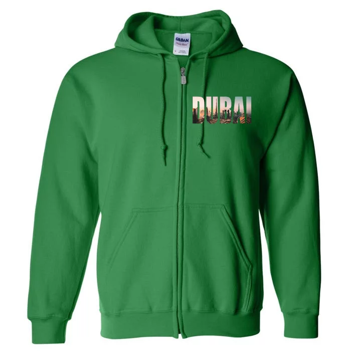 Dubai UAE Skyline Urban Photography Font Full Zip Hoodie